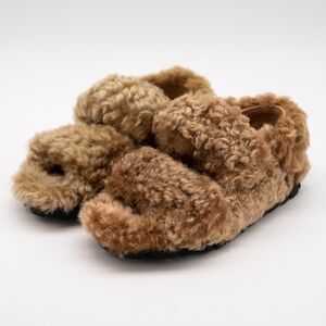 size 37eu 7 US Miu Miu Camel Brown Shearling Sandals